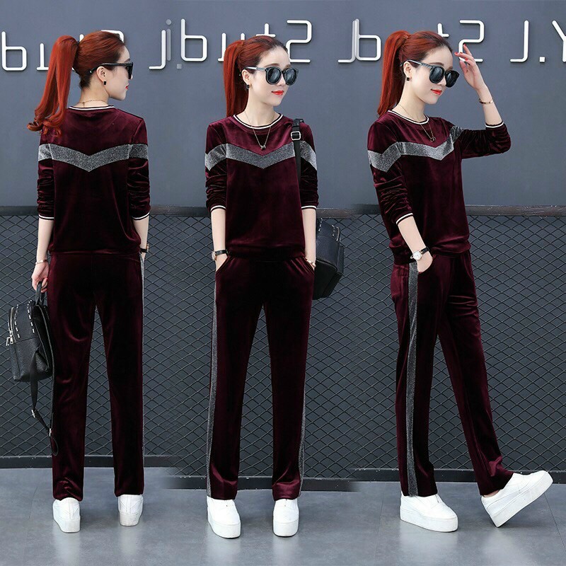 Set Bộ Nhung Phối Sọc Kim Tuyến - BTN95